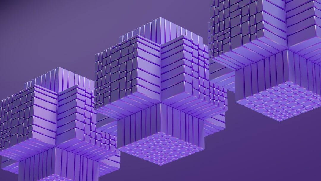 Blockchain technology concept with connected blocks